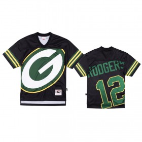 Camiseta Hombre NFL Green Bay Packers Aaron Rodgers 12 Negro Big Face